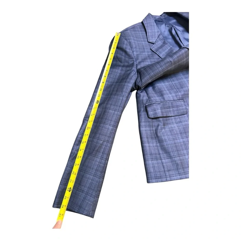 Untuckit men’s blue plaid original tailoring & fit 100% wool blazer size 46R